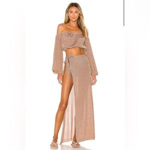 NEW Lovers and Friends Nayelli Top and Wrap Skirt in Gold